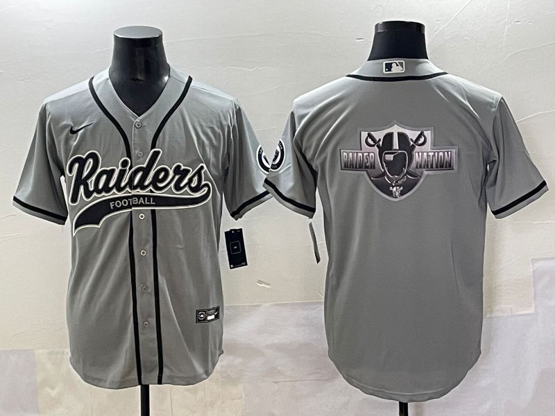 Men 2025 Oakland Raiders Blank Grey Joint Name Nike Limited NFL Jersey style 9->los angeles dodgers->MLB Jersey